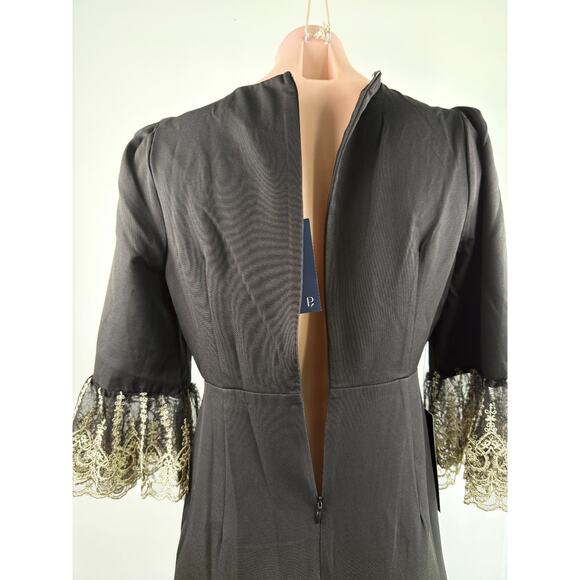 Tuckernuck Pomander Place Gold Embroidered Hem Lillith Black Dress Size XXL - Picture 3 of 11